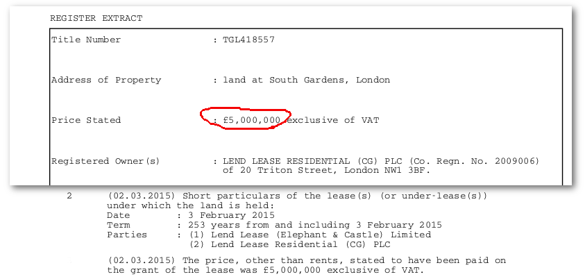 Land Registry deeds for Heygate redevelopment phase 2